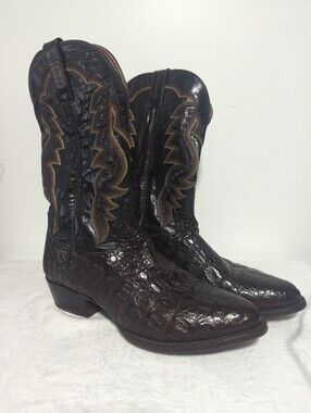 Dan Post DP2386 Size 12 Men's Brown Caiman Leather Western Cowboy Boots
